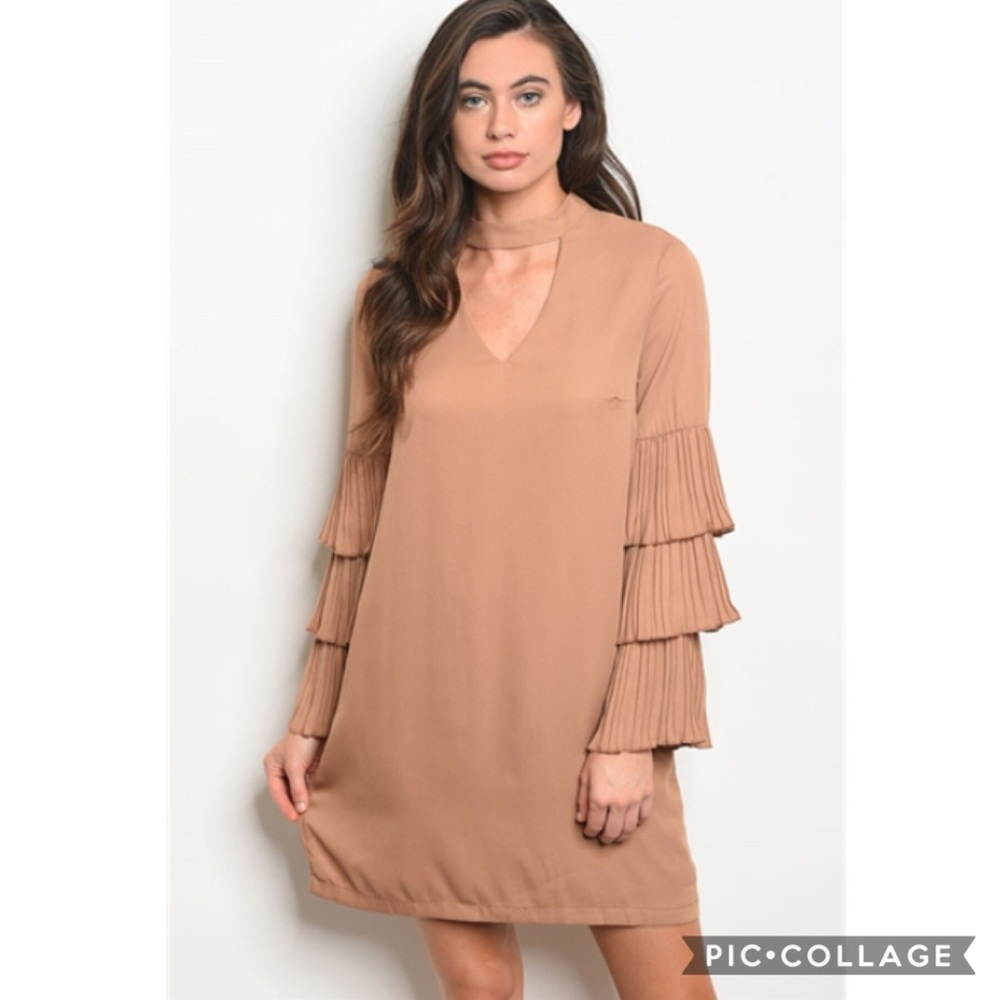INA Ruffle Sleeve Solid Shift Dress